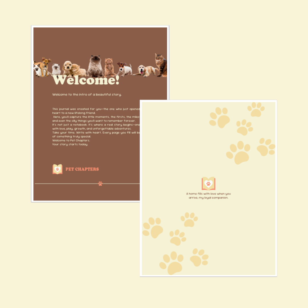 Welcome Journal for Pets | Pet Memory Book for First Year Memories